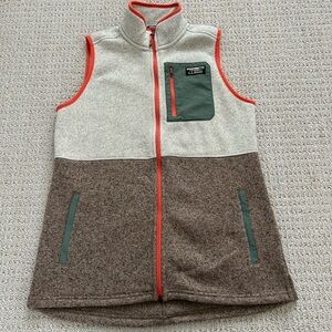L.L. Bean Women’s Fleece Vest with Orange and Green Accents